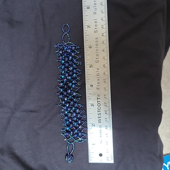 VINTAGE Handmade Adjustable Iridescent Blue Beaded Bracelet! - Picture 6 of 6